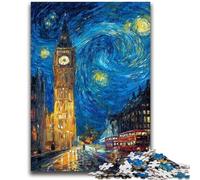 Rompecabezas de 1000 Piezas para Adolescentes, Adultos, Londres bajo el Cielo Nocturno, Juguete Educativo Intelectual descompresor, decoración (50x75cm)