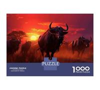 Rompecabezas De 1000 Piezas para Adolescentes African Buffalo Sunset Rompecabezas para Adultos Juegos Relajantes Ensamblaje De Patrones Regalos De Cumpleaños Y Únicos 38x26cm/1000pcs