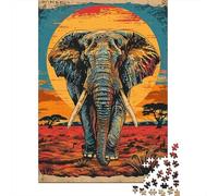 Rompecabezas De 1000 Piezas para Adolescentes African Elephant Art Print-5 Rompecabezas para Adultos Juguetes DIY para La Diversión Familiar para Cumpleaños, Navidad 38x26cm/1000pcs