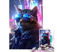 Rompecabezas de 1000 Piezas para Adolescentes Agente Gatito futurista Juego Educativo desafío Juguete Juego Familiar antiestrés Regalo de cumpleaños (tamaño 38x26cm)