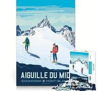 Rompecabezas de 1000 Piezas para Adolescentes Aiguille du Midi,Chamonix,Mont Blanc,pósteres de Viaje,Arte de Ajuste, Juego Mental,Regalo,Tiempo de Descanso,diversión,Navidad,Ocio,Arte 38x52cm