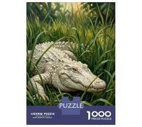 Rompecabezas De 1000 Piezas para Adolescentes Albino Alligator in Tall Grass Rompecabezas para Adultos Juguetes Antiestrés Regalos De Desafío Difícil para Amigos Y Familiares 38x26cm/1000pcs