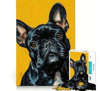 Rompecabezas de 1000 Piezas para Adolescentes Alegre Bulldog francés Brillante,Arte de Corte Limpio,Rompecabezas de lógica,Juego de Ocio,Regalo de cumpleaños (50x75cm)