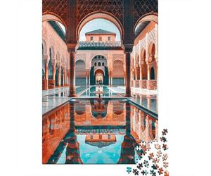 Rompecabezas De 1000 Piezas para Adolescentes Alhambra Palace Courtyard Reflections Rompecabezas para Adolescentes Juego De Ingenio Una Obra De Arte Diversión En Casa Actividades, 38x26cm/1000pcs