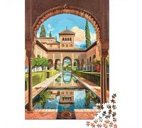 Rompecabezas De 1000 Piezas para Adolescentes Alhambra Palace Courtyard Rompecabezas para Adultos Juegos Familiares Mejora La Memoria Cumpleaños Y Navidad 70x50cm/1000pcs