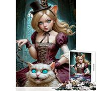 Rompecabezas de 1000 Piezas para Adolescentes: Alicia y su Gato Juguete Educativo Regalo Divertido Juegos educativos con Piezas Completamente entrelazadas de Formas aleatorias tamaño 38x26cm