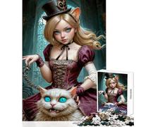 Rompecabezas de 1000 Piezas para Adolescentes Alicia y su Gato Juguetes antiestrés Gran Regalo para Juegos Juegos Divertidos difíciles y desafiantes tamaño 38x52cm