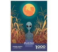 Rompecabezas De 1000 Piezas para Adolescentes Alien in Cornfield Under Full Moon Rompecabezas Juegos Relajantes Decoración De Pared Regalos para Amigos Y Familiares 70x50cm/1000pcs