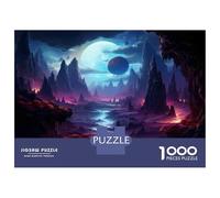 Rompecabezas De 1000 Piezas para Adolescentes Alien Landscape with Moonlit Peaks Rompecabezas para Adultos Juego De Ingenio Desafío Difícil Cumpleaños 70x50cm/1000pcs