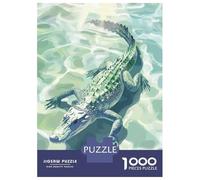 Rompecabezas De 1000 Piezas para Adolescentes Alligator in Water Illustration Rompecabezas para Adultos Juego Familiar Decoración del Hogar Regalos para Reducir El Estrés 52x38cm/1000pcs