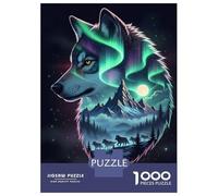 Rompecabezas De 1000 Piezas para Adolescentes Alpha Wolf - Double Exposure Night Landscape Wall Art Rompecabezas Juegos Divertidos Desafío Difícil Cumpleaños Y Navidad 70x50cm/1000pc