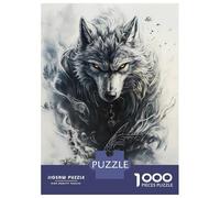 Rompecabezas De 1000 Piezas para Adolescentes Alpha Wolf with Glowing Eyes Rompecabezas para Adultos Juegos De Relajación Desafío Difícil Desafío Educativo 38x26cm/1000pcs