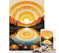 Rompecabezas de 1000 Piezas para Adolescentes Amanecer sobre un Lago de montaña decoración del hogar Juguetes Regalo para cumpleaños Juegos Familiares descompresión Intelectual tamaño 38x26cm