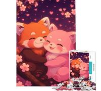 Rompecabezas de 1000 Piezas para Adolescentes Amor de Panda Rojo Entre Flores de Cerezo Juguetes adictivos para Cultivar la Paciencia Juegos Divertidos para Toda la Familia Excelentes Regalos