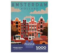 Rompecabezas De 1000 Piezas para Adolescentes Amsterdam Canal House Poster Rompecabezas para Adultos Juegos Relajantes Corte De Precisión Regalos Y Cumpleaños Únicos 38x26cm/1000pcs