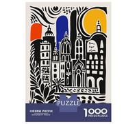 Rompecabezas De 1000 Piezas para Adolescentes Amsterdam Cityscape Abstract Art Rompecabezas para Adolescentes Juego Familiar Mejora La Memoria Cumpleaños Y Navidad 52x38cm/1000pcs