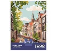 Rompecabezas De 1000 Piezas Para Adolescentes Amsterdam Netherlands Canal Cityscape Illustration Rompecabezas Para Adolescentes Juguetes Antiestrés Regalo De Cumpleaños Para Cumpleaños, Navidad 52x38c