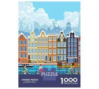 Rompecabezas De 1000 Piezas para Adolescentes Amsterdam Travel Print Rompecabezas para Adultos Juegos Relajantes Vacaciones En Casa Matar El Tiempo 38x26cm/1000pcs