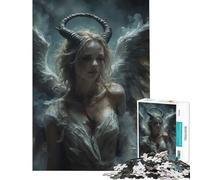 Rompecabezas de 1000 Piezas para Adolescentes Ángel caído con Cuernos Diversión en casa Regalos para Mujeres Juegos relajantes Apto para Mayores de 14 años 38x52cm