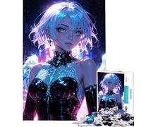 Rompecabezas de 1000 Piezas para Adolescentes Ángel de neón Celestial en un Paisaje Nocturno futurista Rompecabezas para Adultos Juegos Divertidos Regalos para Mujeres Juegos desafiantes (38x52cm)