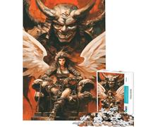 Rompecabezas de 1000 Piezas para Adolescentes Ángel Demonio Samurái Rompecabezas para Adultos Juguetes para armar Ideal para Pasar el Tiempo en casa Juego desafiante Regalos (Tamaño 38x52cm)