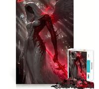 Rompecabezas de 1000 Piezas para Adolescentes Ángel Sangriento con Espada en Catedral Arte de Corte preciso,Juguete para ejercitar la Mente,Juego Relajante,diversión para cumpleaños 38x26cm