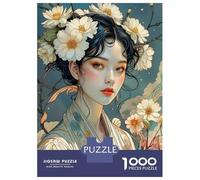 Rompecabezas De 1000 Piezas para Adolescentes Angelic Beauty with White Flowers Rompecabezas para Adultos Juguete Decoración De Pared Patrón De Montaje Gran Regalo para Jugar 38x26cm/1000pcs