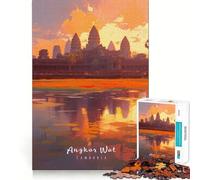 Rompecabezas de 1000 Piezas para Adolescentes Angkor Wat Exact Edge Art Juguete de Entrenamiento Cerebral Juego de Entretenimiento navideño Exhibición de Arte (38x26cm)