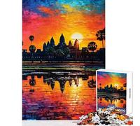 Rompecabezas de 1000 Piezas para Adolescentes Angkor Wat Sunset decoración del hogar Juguetes Regalos de Amigo Secreto Juego Educativo Ayuda a ejercitar el Cerebro tamaño 50x75cm