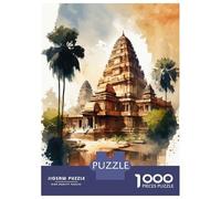 Rompecabezas De 1000 Piezas para Adolescentes Angkor Wat Watercolor Rompecabezas para Adultos Juguete Decoración De Pared Decoración De Pared Juego Desafiante Regalos 70x50cm/1000pcs