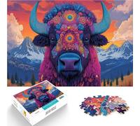 Rompecabezas de 1000 Piezas para Adolescentes “Animales Abstractos Bisonte” Hecho de Papel,para Mayores de 14 años Decoración Perfecta Regalo para cumpleaños。tamaño:38x52cm/14.96x20.47pulgada