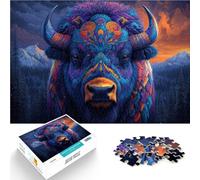 Rompecabezas de 1000 Piezas para Adolescentes Animales Abstractos Bisonte Regalos de Juegos desafiantes Regalo de Obra de Arte 52x38cm
