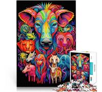 Rompecabezas de 1000 Piezas para Adolescentes Animales psicodélicos Alivio del estrés con Piezas de Formas aleatorias Que se entrelazan Completamente 75x50cm