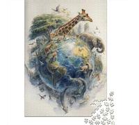 Rompecabezas De 1000 Piezas para Adolescentes Animals Around The World Rompecabezas para Adultos Juguetes DIY para La Diversión Familiar para Cumpleaños, Navidad 38x26cm/1000pcs