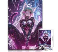 Rompecabezas de 1000 Piezas para Adolescentes, Anime Catgirl en un Paisaje Urbano ciberpunk, Rompecabezas Familiar, Juguete Educativo de Carrera de Velocidad Manual, tamaño 50x75cm