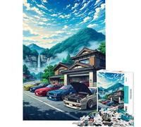 Rompecabezas de 1000 Piezas para Adolescentes Anime japonés Drift Haven - Póster de Garaje de Autos JDM desafío Educativo Tiempo Libre en casa decoración del hogar Juguetes para Mayores de 14 años