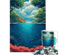 Rompecabezas de 1000 Piezas para Adolescentes Anime río Bosque Nubes Difícil y desafiante Decoración para el hogar Juegos relajantes para Mayores de 14 años 38x26cm