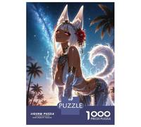 Rompecabezas De 1000 Piezas para Adolescentes Anthro Fox Girl on Tropical Beach Rompecabezas para Adultos Juego Práctico Difícil Regalos De Cumpleaños Y Únicos 38x26cm/1000pcs