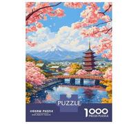 Rompecabezas De 1000 Piezas para Adolescentes Aomori Japan Cherry Blossoms and Pagoda Rompecabezas Juguetes DIY Pero Divertidos Y Humorísticos Cumpleaños Y Navidad 52x38cm/1000pcs