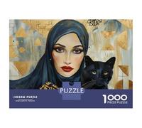 Rompecabezas De 1000 Piezas para Adolescentes Arabian Nights Woman Cat Art Print Rompecabezas para Adultos Juegos Relajantes Decoración De Pared 52x38cm/1000pcs