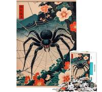 Rompecabezas de 1000 Piezas para Adolescentes araña Estilo japonés Ukiyo-e Rompecabezas para Adultos Juego de ingenio Divertido y con Humor difícil y desafiante (tamaño 50x75cm)
