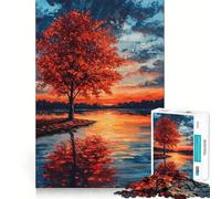 Rompecabezas de 1000 Piezas para Adolescentes Árbol al Atardecer en otoño Diseño Ingenioso para Manualidades Juego cognitivo Divertido Ideal para el Tiempo Libre decoración navideña para el hogar