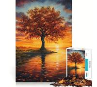 Rompecabezas de 1000 Piezas para Adolescentes Árbol al Atardecer en otoño Diseño Ingenioso y Divertido para desarrollar Habilidades cognitivas Ideal para el Tiempo Libre Decoración para el hogar