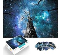Rompecabezas de 1000 Piezas para Adolescentes Árbol bajo el Cielo Estrellado Hecho de cartón para Mayores de 14 años Entrena tu Cerebro y Tus Manos Regalos de Juegos de Navidad tamaño：26x38cm