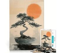 Rompecabezas de 1000 Piezas para Adolescentes Árbol bonsái japonés Tradicional y Sol Juego de Bordes limpios Juguete de Desarrollo cognitivo Juego de Entretenimiento Regalo de decoración navideña