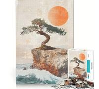 Rompecabezas de 1000 Piezas para Adolescentes Árbol bonsái Tradicional en un acantilado Juego de Bordes limpios Juguete de Desarrollo cognitivo Juego de Entretenimiento decoración navideña Regalo