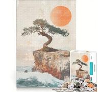 Rompecabezas de 1000 Piezas para Adolescentes Árbol bonsái Tradicional en un acantilado Juguete antiestrés difícil y desafiante cumpleaños 50x75cm