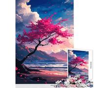 Rompecabezas de 1000 Piezas para Adolescentes árbol de Flores Rosas Junto al mar Juguete Educativo Regalo para Mujeres y Hombres Juegos de relajación interacción Entre Padres e Hijos tamaño 50x75cm