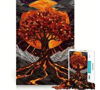 Rompecabezas de 1000 Piezas para Adolescentes Árbol de la Vida bajo la Luna Llena Juego de Ajuste Desafío Mental Juguete para un Momento de diversión Tranquila Escena navideña Arte (38x26cm)