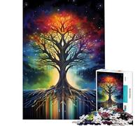 Rompecabezas de 1000 Piezas para Adolescentes Árbol de la Vida de la Galaxia Cósmica Un Reto para completar Decoración Juguetes antiestrés para Mayores de 14 años 38x26cm